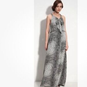 Parker Tie Neck Silk Georgette Maxi Dress Size M